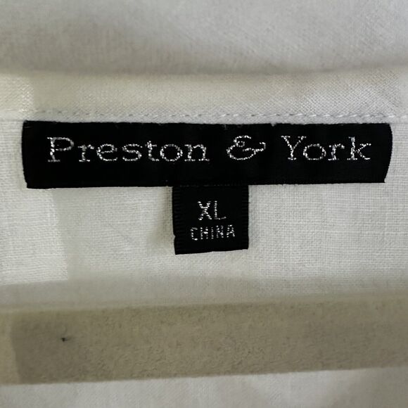 Preston And York 100% Linen Cowl Neck Blouse Size Large XL White Sleeveless - Picture 2 of 6